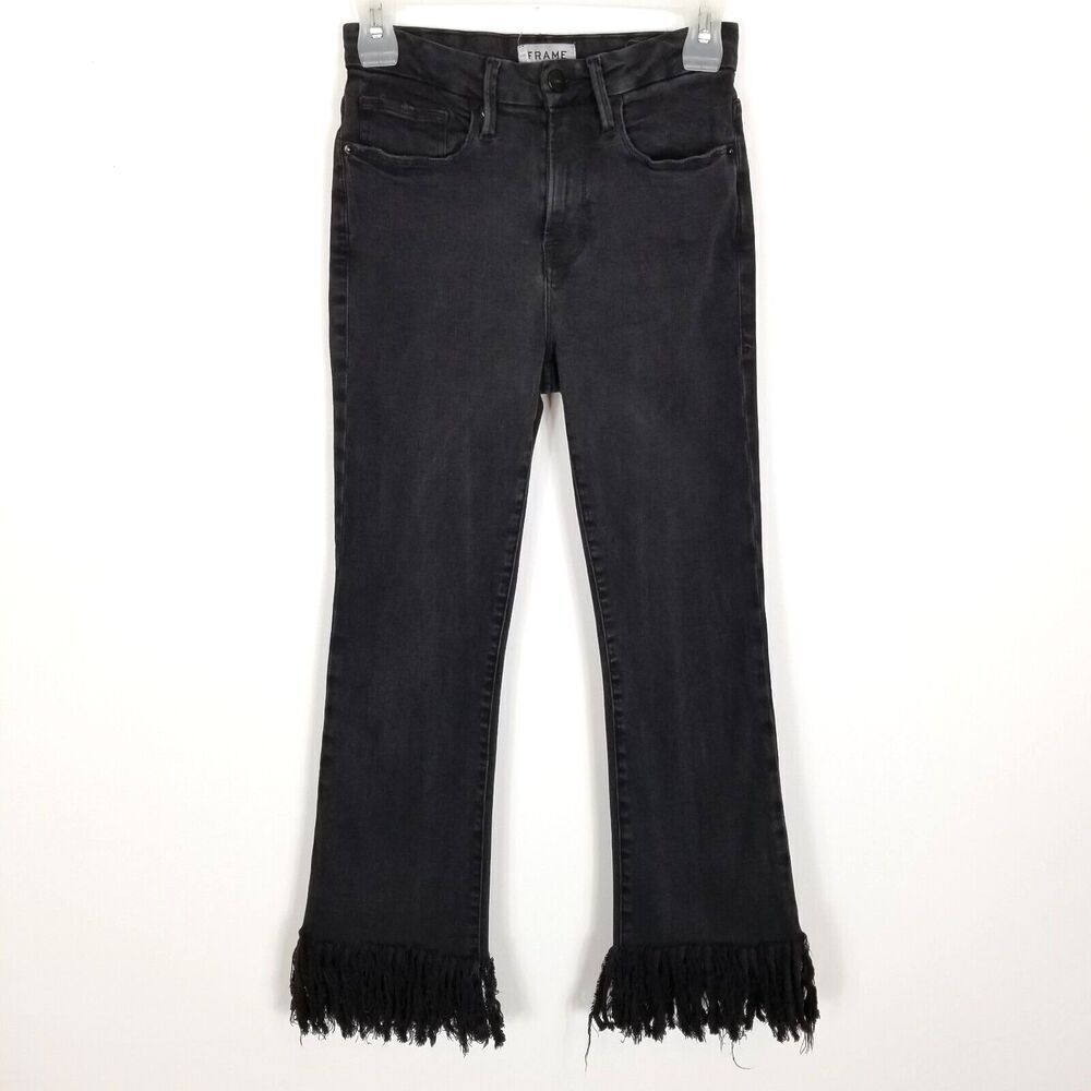 Frame Le Crop Mini Boot Fox Park Fringe Shredded Hem Jeans Denim Women's Size 26